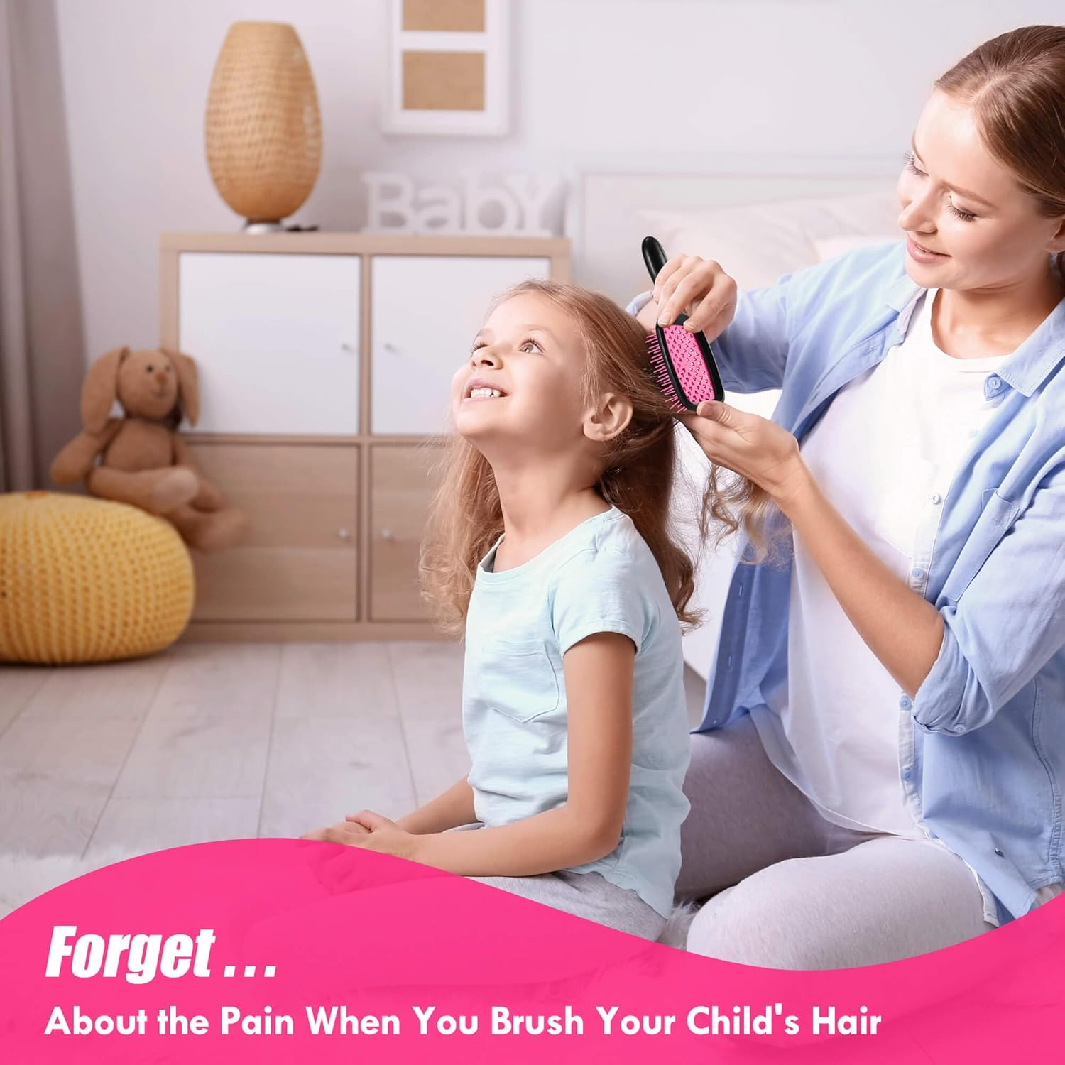 2-Pack Vented Detangling Hair Brush Set – Regular & Mini Round Brushes with Soft Bristles