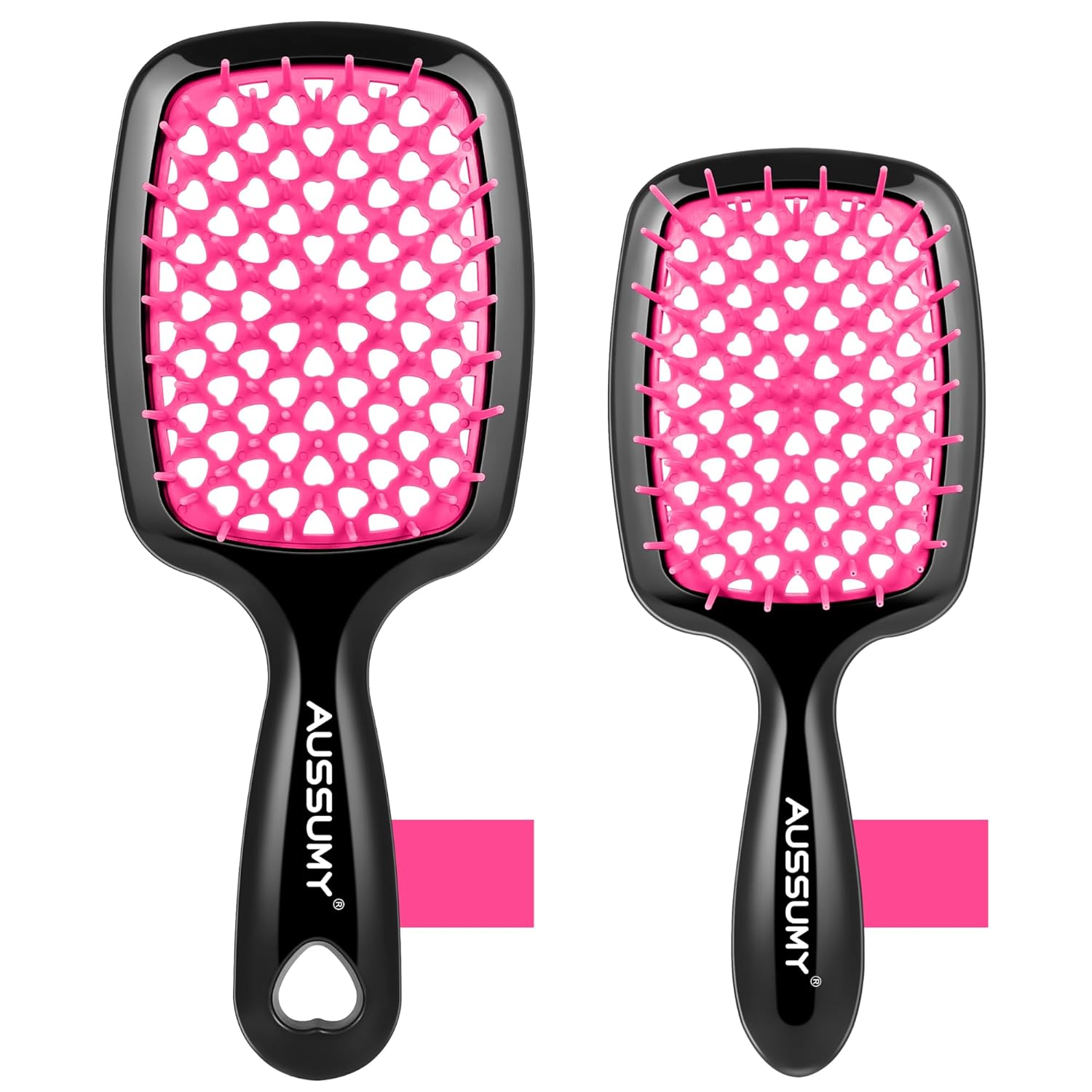 2-Pack Vented Detangling Hair Brush Set – Regular & Mini Round Brushes with Soft Bristles
