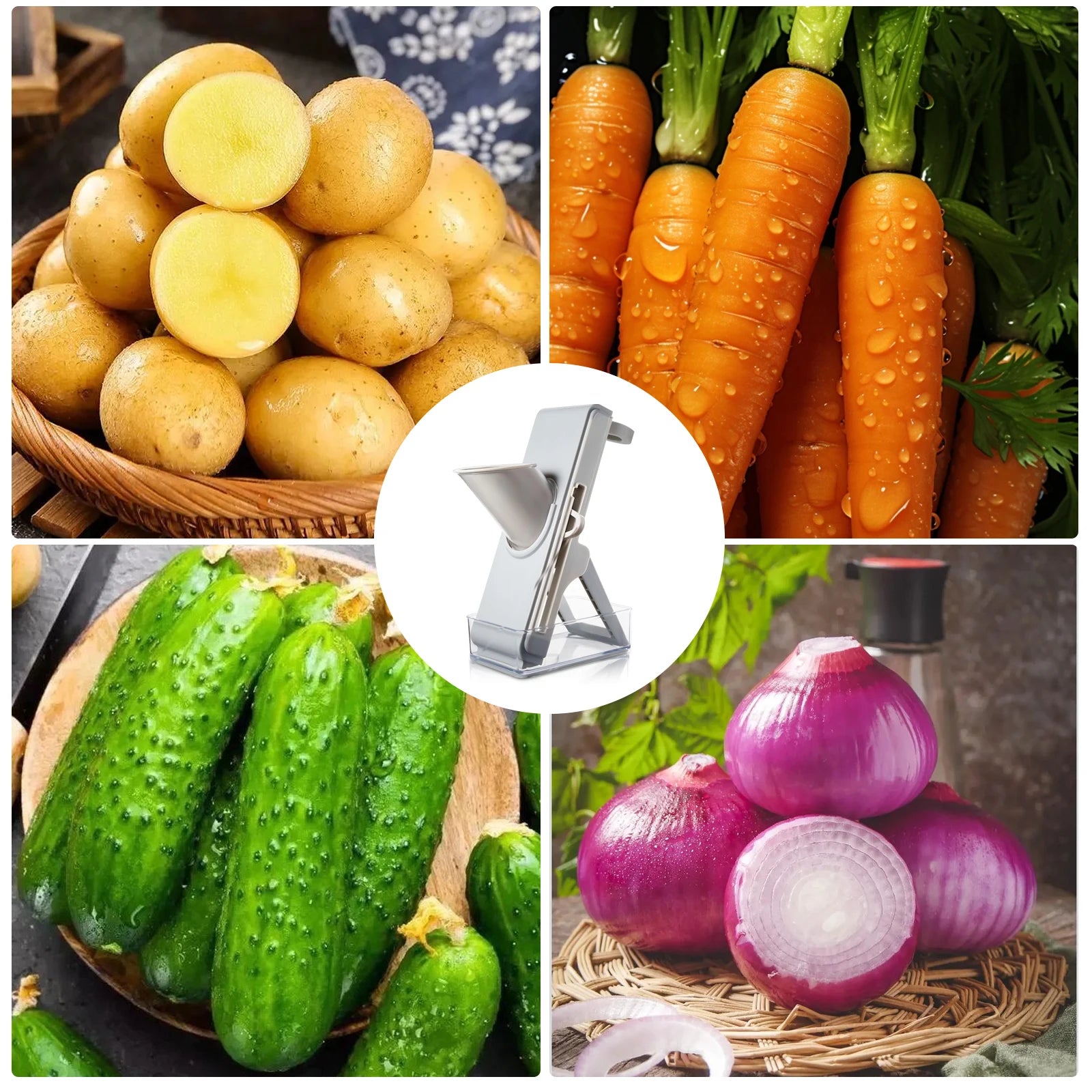 Mandoline Slicer, 4-in-1 Vegetable Chopper and Food Slicer for Kitchen