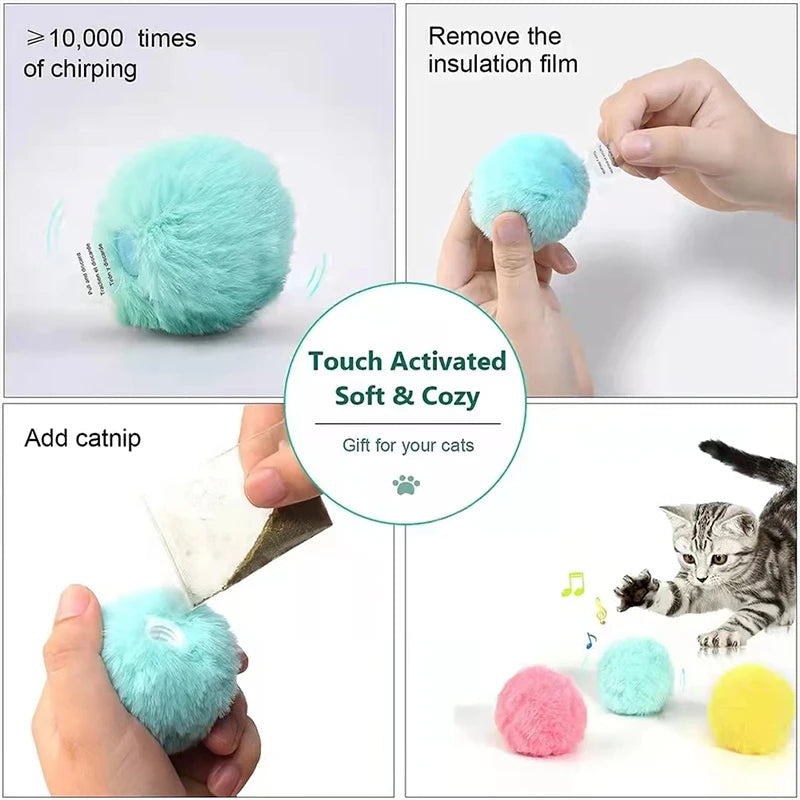 Interactive Ball Smart Cat Toys Plush Electric Catnip