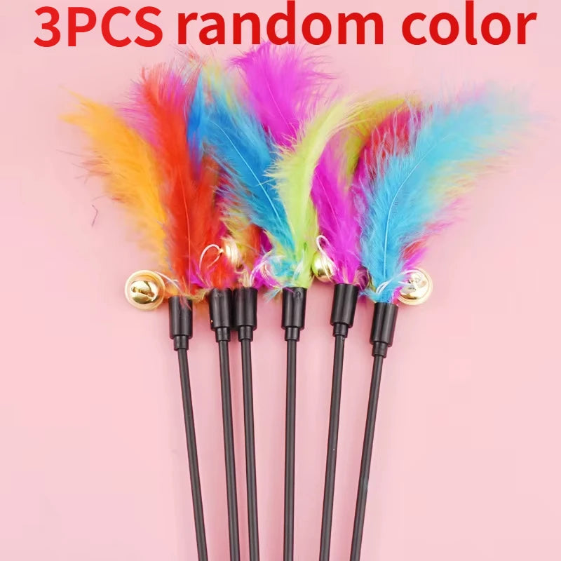 Funny Kitten Cat Teaser Interactive Toy Rod with Bell