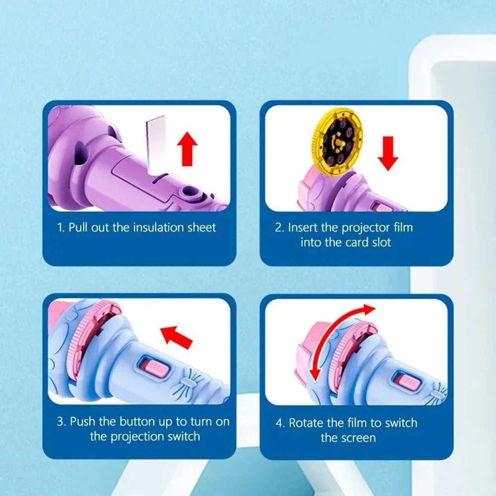 10 Cards Cartoon Projection Flashlight