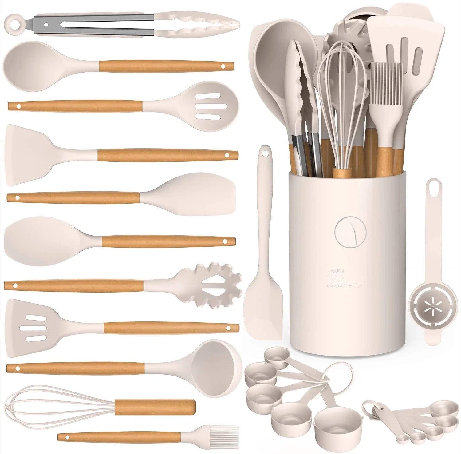 Silicone kitchen utensil wooden handle for cooking