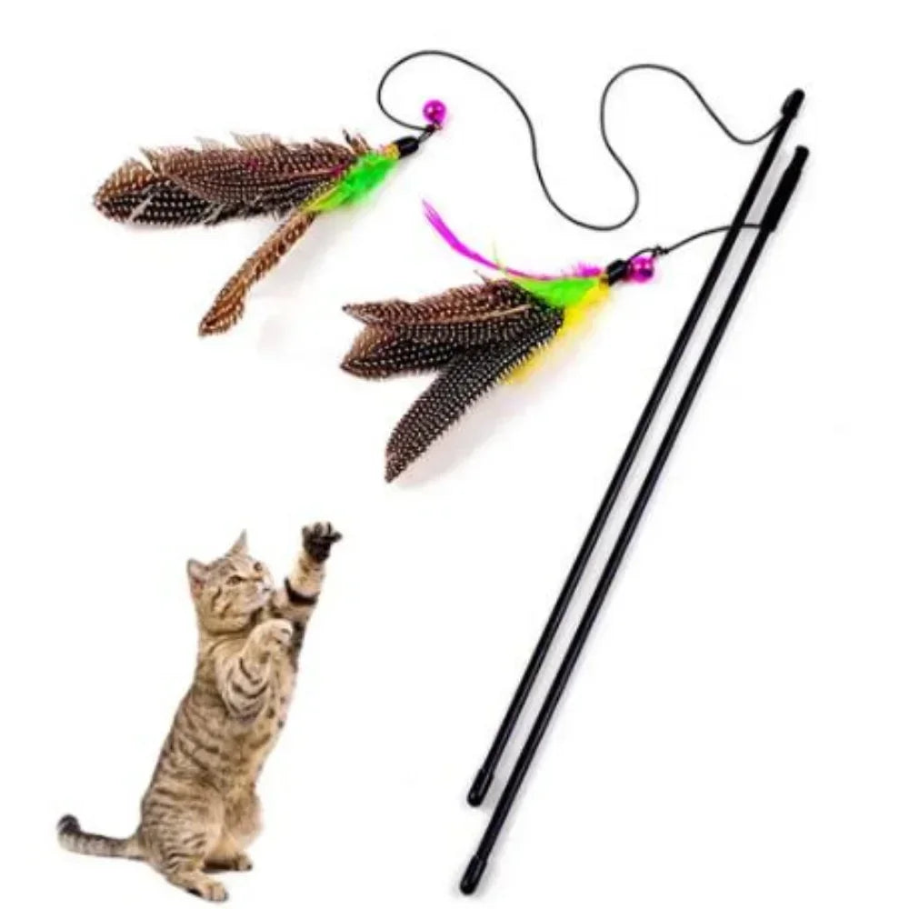 Funny Kitten Cat Teaser Interactive Toy Rod with Bell