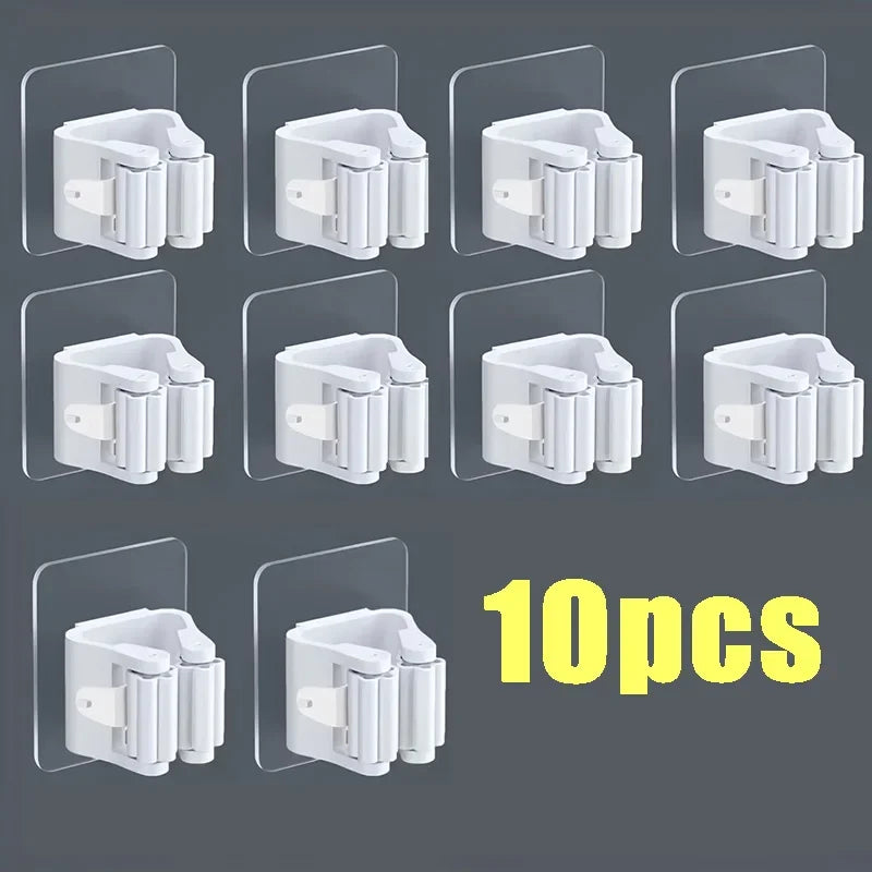 Mop Holder Self-adhesive Broom Stand Wall Mounted
