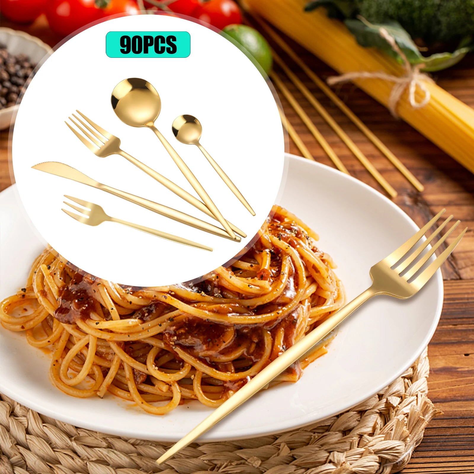 24Pcs/90Pcs Flatware Set Stainless Steel