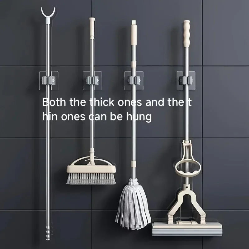 Mop Holder Self-adhesive Broom Stand Wall Mounted