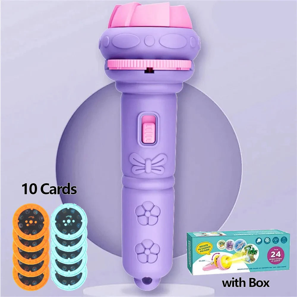 10 Cards Cartoon Projection Flashlight