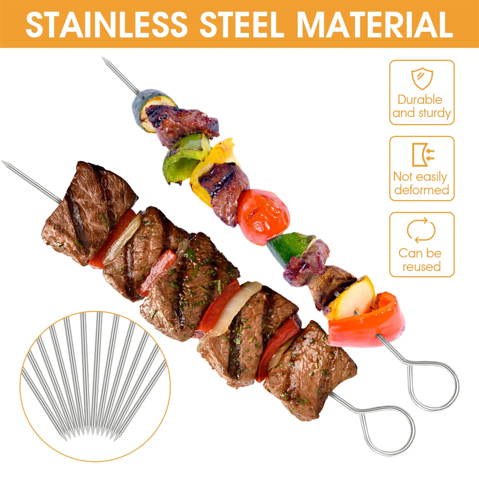 Stainless Steel Barbecue Skewer 12Pcs