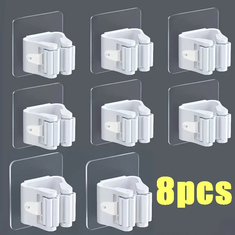 Mop Holder Self-adhesive Broom Stand Wall Mounted