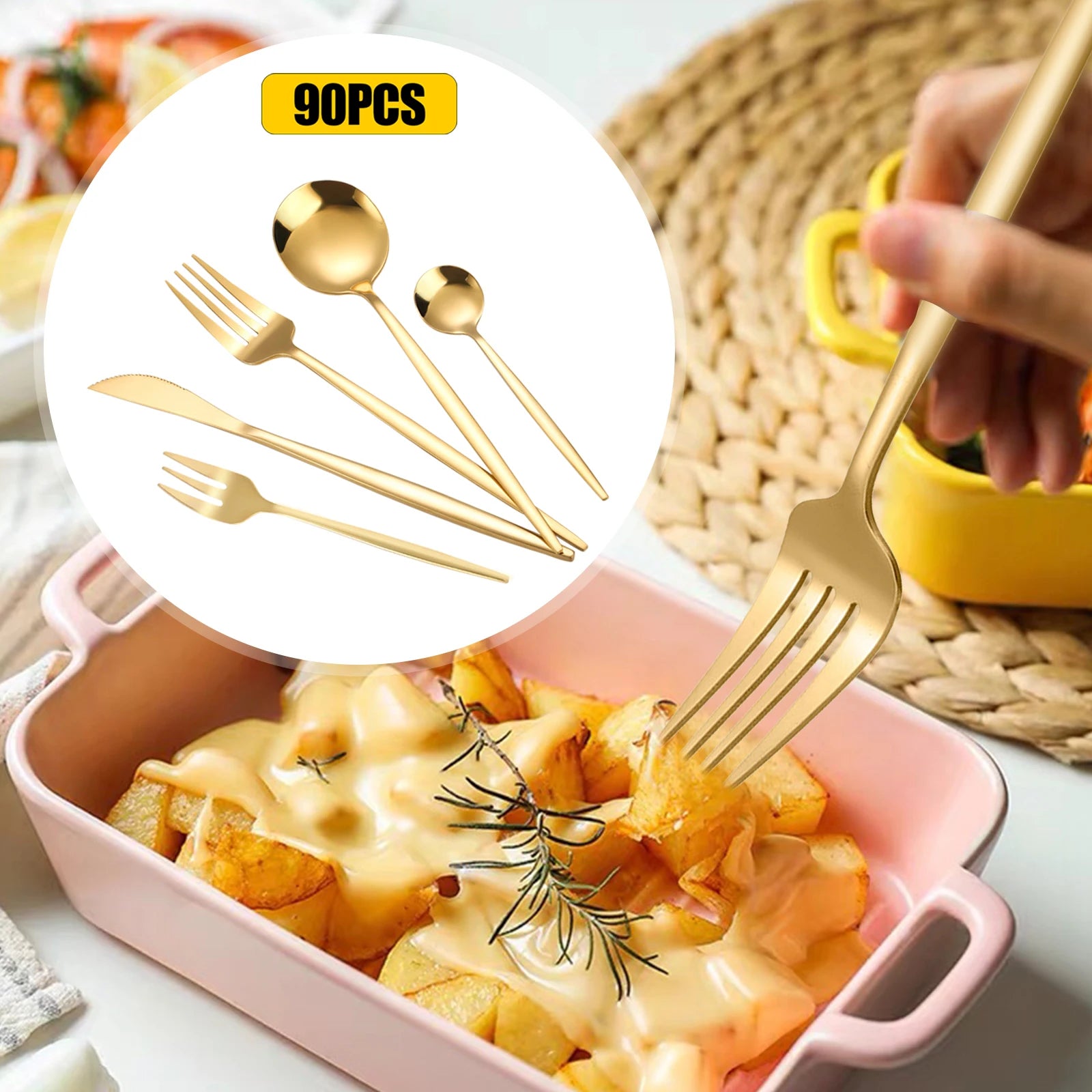 24Pcs/90Pcs Flatware Set Stainless Steel