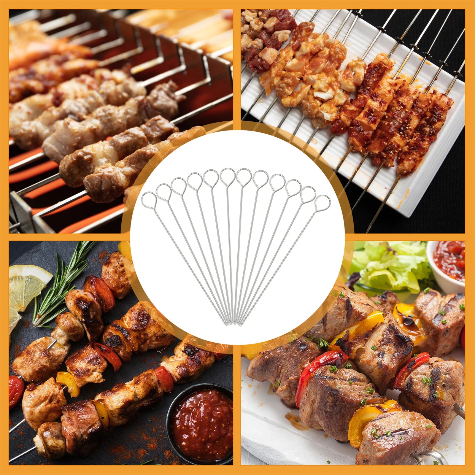 Stainless Steel Barbecue Skewer 12Pcs