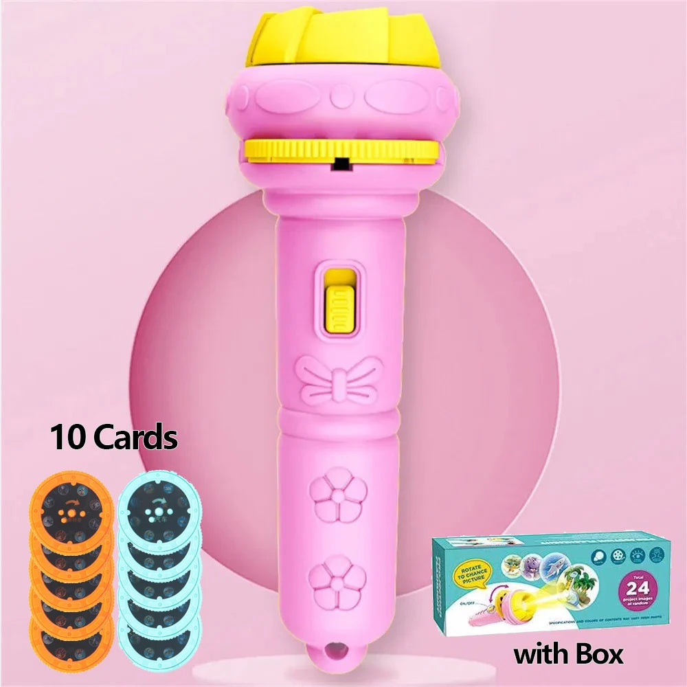 10 Cards Cartoon Projection Flashlight